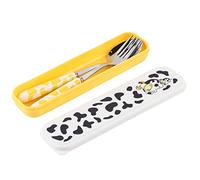 Fdit Set Cucchiaio e Forchetta in Acciaio Inossidabile, Stoviglie con Finitura Spazzolata da 7,6 Pollici con Scatola Portaoggetti, Utensili Spessi 2,5 Mm per Ristorante Domestico e (YELLOW)