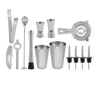 Fdit Set da Cocktail in Acciaio Inossidabile da 14 Pezzi Set di Strumenti da Bar Kit da con Shaker per Ghiaccio Misurini Cucchiaio per Regalo per Feste da Bar a Casa (600/450 ml)