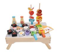 Fdit Set da Gioco per Barbecue in Legno, Giocattolo Divertente Educativo e Fantasioso, Design Realistico della Griglia da Cucina con Gioco Multifunzionale, per L'interazione Genitore-figlio,