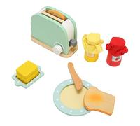 Fdit Set da Gioco Tostapane Pop-up in Legno 10 Pezzi Set da Gioco da Cucina per Bambini Giochi da Cucina per Bambini Accessori da per con Pane Burro e Coltello per