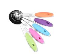 Fdit Set di 10 Misurini e Cucchiai Dosatori con Scala ML Incisa, Conservazione Annidata per Cucinare e Forno (COLORFUL)