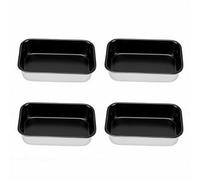 Fdit Set di 4 Mini Teglie per Pane, Teglia Rettangolare Antiaderente in Alluminio per Crostata, per Torte, tiramisù, Cheesecake, Resistente Al Calore 230°C, Distribuzione Uniforme del