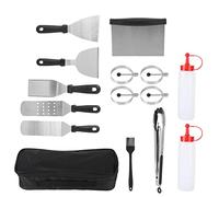 Fdit Set di Attrezzi per Barbecue in Acciaio Inossidabile, Accessori per Barbecue Antiaderenti con Custodia in Tela per Cucinare All'aperto nel Patio della (14 pezzi)