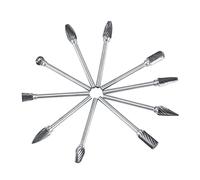 Fdit Set di Frese Rotanti in Carburo di Tungsteno da 10 Pezzi, Lime Rotanti a Taglio Doppio e Taglio Singolo con Gambo da 3 Mm, Frese da Intaglio per Metallo, Marmo, Giada e (unica temperatura)