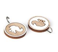 Fdit Set di Ganci da Parete con Animali in Legno, 3 Pezzi Appendiabiti
