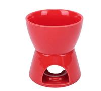 Fdit Set di Pentole per Fonduta di Formaggio, Kit per Fonduta da con Crogiolo di Cioccolato in Ceramica con Supporto e Forchetta per Gelato Al Formaggio e Cioccolato (Rosso puro)