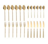 Fdit Set Di Posate Per 6 Persone, Set Di Posate In Acciaio Inossidabile 18/10 Di Da Cena Lucide Da 24 Pezzi Per Uso Domestico Del Ringraziamento Nel Ristorante Di Nozze (Modello Di Pietra Oro)