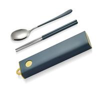 Fdit Set di Stoviglie in Acciaio Inossidabile Design Portatile Creativo Facile da Pulire per Picnic in Campeggio