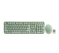 Fdit Set di tastiera e mouse wireless combinati, 104 tastiere per tastiere rotondi carini con tastiere retrò e kit mouse a 5 tasti, per XP / / / (verde)