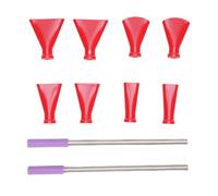 Fdit Set di Ugelli per Soffiaggio di Cannucce in Acciaio Inossidabile, 8 Ugelli in Plastica e 2 Cannucce per L'Arte del Colaggio Dell'acrilico, Strumento per Arte per Tecniche Bloom (rosso)