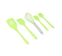 Fdit Set di Utensili da in Silicone da 5 Pezzi, Kit di Pentole Antiaderenti Resistenti Al Calore Senza BPA per Uso Alimentare, con Fori per Appendere per Riporli Facilmente (GREEN)