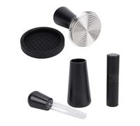Fdit Set Distributore di Pressino per caffè da 58 Mm con Supporto in Silicone e Flacone Spray, per Un'estrazione Uniforme e un Sapore Morbido