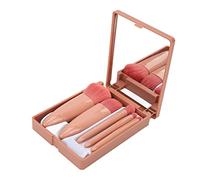 Fdit Set Pennelli Trucco 5 Pezzi con Specchio, Kit Completo Pennelli Cosmetici per Ombretto e Cipria, Pennelli Portatili in Fibra Morbida per Applicazione su Tutto il Viso, Design