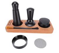 Fdit Set Pressa per caffè con Manico in Legno e Base in Acciaio Inox, Strumento di Livellamento e Spazzola per Portafiltro da 54mm