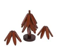 Fdit Set Sottopentola in Legno di Noce, Sottopentola a Forma di Albero da 5 Pezzi con Espositore, Protezione per Tavolo in Legno Naturale per Piano di Lavoro della, Tavolo da Pranzo