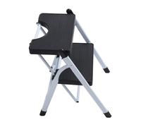 Fdit Sgabello a Scaletta Portatile Pieghevole 2 Gradini, Scala Folding Antiscivolo con Pedana Larga per Adulti per Uso Domestico 150kg Bianco