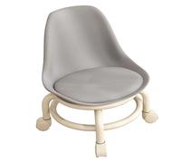 Fdit Sgabello con Rotelle Ad Altezza Bassa con Schienale, Ruote in Pelle PU, Comodo e Resistente Universale per Casa, Ufficio, Bagno, Esterno, Giardino, Salone (GREY)