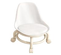 Fdit Sgabello con Rotelle Ad Altezza Bassa con Schienale, Ruote in Pelle PU, Comodo e Resistente Universale per Casa, Ufficio, Bagno, Esterno, Giardino, Salone (WHITE)