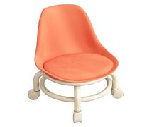 Fdit Sgabello con Rotelle Ad Altezza Bassa con Schienale, Ruote in Pelle PU, Comodo e Resistente Universale per Casa, Ufficio, Bagno, Esterno, Giardino, Salone (ORANGE)