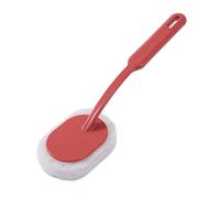Fdit Spazzola di Scrub con Testa di Spugna Manico Lungo la Spazzola per Pulizia per il Bagno Pavimento della Vasca Bagno con Manico Ergonomico Spugna Durevole Materiale PP Facile Usare (Rosso scuro)