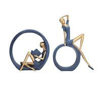 Fdit Statua, 2 Pezzi Resina Lettura Donna Scultura Yoga Ragazza Statua Decorazione Desktop per Home Office