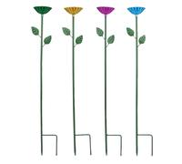 Fdit Stazione di Irrigazione per Api, Mangiatoia per Api a Forma di Fiore in Metallo da 4 Pezzi con Picchetti da Terra, Irrigatore da Giardino Esterno, Stazione di Abbeveraggio per