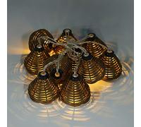 Fdit Stringa di Luci in Rattan da 10 Pezzi Luci a Sfera in Rattan a LED Natalizie a Batteria per Decorazioni per Interni Ed Esterni per Feste di Matrimonio, Bar con Luce Bianca