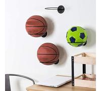Fdit Supporto da Basket a Parete, Portaoggetti per Palline in Ferro con Design Multifunzionale per Esposizione di Palloni da Calcio da Basket, Organizer Salvaspazio per Palloni