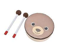 Fdit Tamburo di Orso in Legno per Bambino, Giocattolo Educativo a Forma di Orso di Cartone Animato per Bambini Piccoli, Tamburo di Legno per Bambini della Scuola Materna