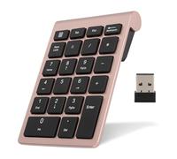 Fdit Tastierino Numerico Wireless con Mouse, Tastierino Numerico Bluetooth 2.4G e Kit Mouse e Ricevitore USB per PC Laptop, 22 Tasti | Blocco Numeri | Indicatore LED(D'oro)