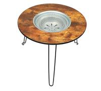 Fdit Tavolo da Campeggio Pieghevole e Portatile, Robusto e Ampio Spazio per Barbecue, per Barbecue, Picnic, Escursionismo, Ferro, Legno, 23,6x18,5 Pollici