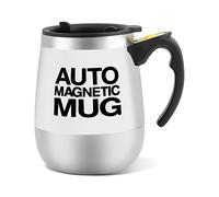 Fdit Tazza con funzione di auto mescolamento, in acciaio inox, magnetica, per caffè, tè, cioccolata calda, latte, preparati proteici White