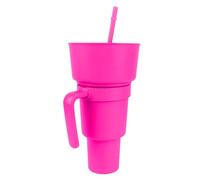 Fdit Tazza per Snack a Prova di Perdite con Cannuccia, Diametro 12 Cm | Snack e Bevanda in una Tazza, Corpo in Plastica da 120 G, per Cinema Casa Viaggio, per Amanti di Snack e Bevande
