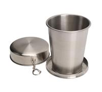 Fdit Tazza Pieghevole in Acciaio Inossidabile, Tazza da Viaggio Pieghevole con Coperchio per Escursionismo in Campeggio All'aperto, Bottiglia D'acqua Portachiavi Portatile per Zaino (450ML)