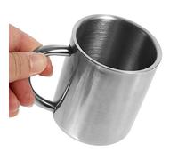 Fdit Tazza portatile doppia da campeggio in acciaio inox da viaggio Tazza da campeggio per tè e caffè Tazza classica semplice resistente