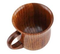 Fdit Tazza portatile in legno naturale con manico Tazza da tè in legno Caffè Birra Barile marrone Design Mug eco-compatibile (风情杯14号 高9cm 口径9cm容量175ml)