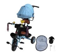 Fdit Triciclo per Bambini con Tecnologia Antiribaltamento, Comodo Sedile Imbottito e di Freno della Ruota Posteriore con Cestello Anteriore per il Divertimento di Guida All'aria