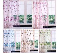 Fdit Tulipani colorati Stampa floreale Tulle Voile Tende Sheer Drappo Balcone Porta divisori Sciarpe Mantovane Pastorale Finestra Decorativa 100 * 200 cm(Orange)