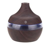 Fdit Umidificatore USB Wood Grain Diffusore a LED Olio Essenziale Colorato Umidificatore a Nebbia Fredda Ufficio Auto Casa 300ml