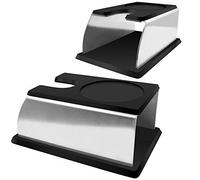 Fdit Utensile per caffè in polvere Supporto per manichette per caffè in acciaio inox 2 colori acciaio inox + silicone(Black)