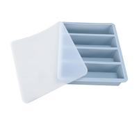 Fdit Vassoio per Bastoncini di Ghiaccio in Silicone, Stampo Lungo e Stretto per Bottiglie D'acqua e Bicchieri, Macchina per Ghiaccio Flessibile in 4 Pezzi con Coperchio per Bar di (BLUE)
