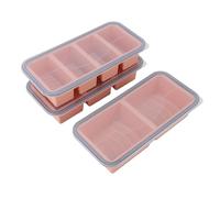 Fdit Vassoio per Congelatore in Silicone con Coperchi, 9 Scomparti per Cubetti di Zuppa, per Conservazione Cibi in Frigo e Controllo Porzioni (rosa chiaro)