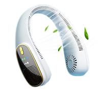 Fdit Ventilatore da Collo Senza Lama Ventilatore Personale Indossabile Ricaricabile Tramite USB a Mani Libere Silenzioso per Viaggi Sportivi in ufficio (Ione negativo bianco)