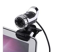 Fdit Web Camera USB, Webcam Clip-on con Supporto Rotante a 360 °(Silver)