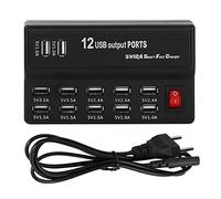 Fdit1 Power Surge Surge Protector 12 Porte Multiple Caricatore rapido Stazione USB 100-240 V Hub di Ricarica USB Internazionale con Cavo e capocorda Piatto per più dispositivi Tablet(Unione Europea)