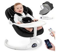 Fdlscpem Sedia elettrica per bambini con telecomando Bluetooth, altalena elettrica per bambini con tavolino, nero