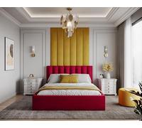 FDM Letto imbottito con cassapanca 90 x 200 cm, 120 x 200 cm, 140 x 200 cm, 160 x 200 cm, 180 x 200 cm, 180 x 200 cm, in velluto, testiera imbottita, rete a doghe e telaio in metallo, pieghevole, Made
