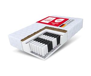 FDM Natural MAX - Materasso 80 x 200 cm, in schiuma fredda, con molle insacchettate, altezza 24 cm, grado di durezza H3 e H4, in schiuma di cocco, ecologico, anallergico, rivestimento di alta qualità,