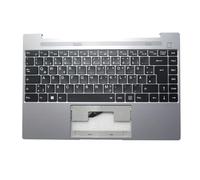 FDMOZRE Tastiera PalmRest e GR/FR per Laptop MEDION per AKOYA E14308 MD64030 Custodia Superiore Grigia con Tastiera Tedesca Nera retroilluminata(German GR)