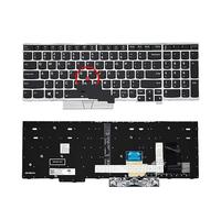 FDMOZRE Tastiera retroilluminata Russa statunitense per Lenovo Thinkpad E580 E585 T590 E590 E595 L580 L590 P52 P53 P72 P73 01YP560 01YP640 Notebook(US Silver Backlight)